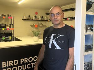 Stefon Farwell in his new SDF Bird Proofing Products shop in Brierley Hill