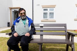 The bench made from recycled technology is a unique addition to the Queen's Road supported accommodation in Telford. Picture: Telford & Wrekin Council. 