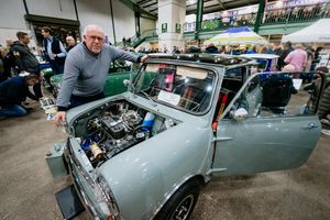 Stuart Toplass from Stoke on Trent with his 1961 Cafe Racer, was previously a Mini Minor