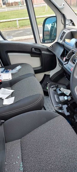 The interior has been damaged