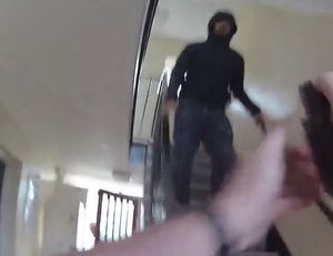 Henderson Jones pursued the officer downstairs after resisting arrest.