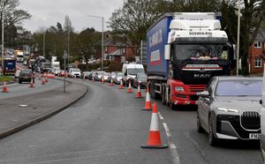 Traffic chaos on the approach to Burnt Tree junction