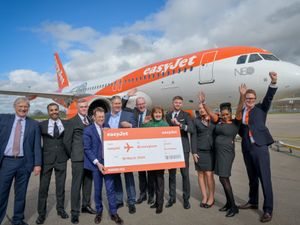 EasyJet staff including UK Country Manager Ali Gayward (centre) at the launch of their Birmingham base in March 2024.