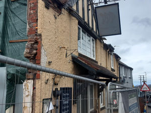 A pub that was severely damaged after a lorry crashed into it is still left in a derelict state, 16 months after the incident. Picture: LDRS