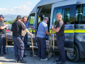 Emergency personnel close to the farm of Michael 'Mike' Gaine near Kenmare in Co Kerry