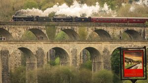 The steam locomotives cross the Chirk Viaduct. Photo: Jody Wilson