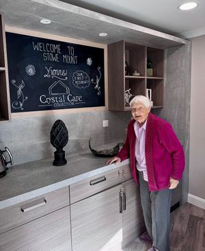 Yvonne, the first resident at Stowe Mount care home