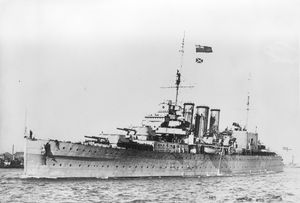 HMS Shropshire, a cruiser which was handed over to the Australians.