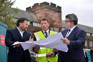 Tom Watson and Siôn Simon, with Wates Living Spaces' development director Martyn Hopkins