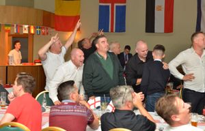 Fans celebrating England's win. 