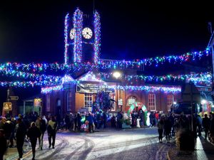 Kington transformed into a magical winter wonderland at its Christmas light switch-on. Image: Andy Compton