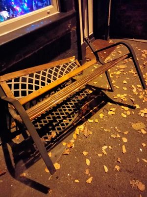 The damaged bench. Photo: Nadine Holland-Bailey/Facebook