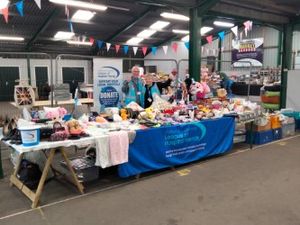 A packed stall ready to greet the crowds at Penkridge Market
