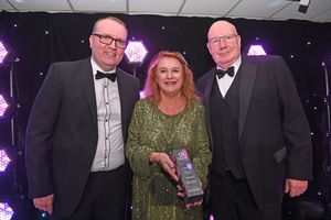 BUSINESS COPYRIGHT NATIONAL WORLD TIM STURGESS 13/11/24.  Ladder for the Black Country  Apprentice Awards 2024 .The Richardson Suite at West Bromwich Football Club. Pictured, Penny Post group win small employer.