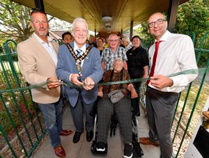 The Mayor of Sandwell Councillor Steve Melia officially opened the refurbished Bloomfield building at Ryland View Care Home in Tipton. He's pictured with estate director Darren Miller, sales and marketing manager Paul Lawson and other residents