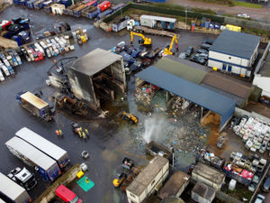 Supporting image for story: Firefighters battle major industrial blaze involving 60 tons of waste rags in West Bromwich 