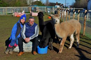 Mark and Nicky Butler with some of the resident farm animals