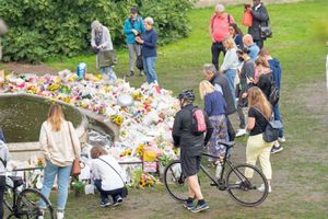People have been laying flowers near the palace