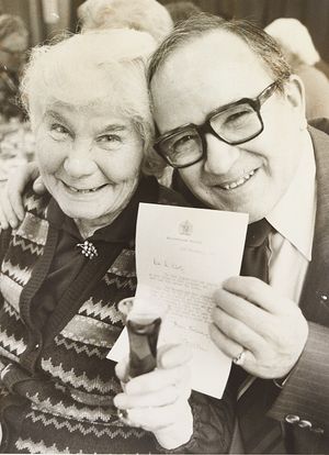 Members of Stafford Stroke Club wrote to the Queen at Buckingham Palace to say they would be drinking a royal toast to mark their fourth birthday, and were pleasantly surprised to get a reply. The photograph taken on December 1, 1982, shows Bill Klotz, chairman of the club, with Lily Cooper, one of the club's founding members.