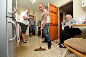 Linda and Mark Lovatt help with the clean-up