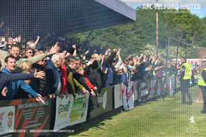 AFC Telford United fans rejoice to celebrate. Pic: Kieren Griffin