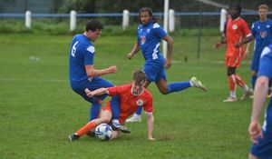 Sport: AFC Bridgnorth v Smethwick Rangers (in orange).    Stour : Jack White  V B: Declan Hutchings.