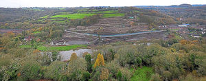 A spectacular aerial drone picture of Jackfield. It shows work is progressing well on the £18 million scheme to protect a stretch of The Gorge in Telford.