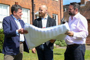 Apley Estate manager Graeme Manton with Caviar and Chips co-founders Marc Hornby and Jonathan Carter-Morris