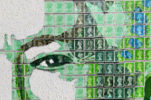 The work has more than 30,000 stamps across the entire piece