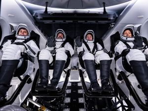 Supporting image for story: Four new astronauts arrive at International Space Station