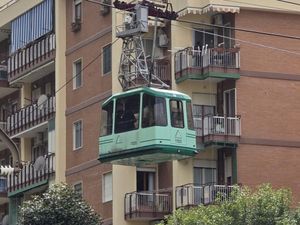 Cable car above a street in Naples