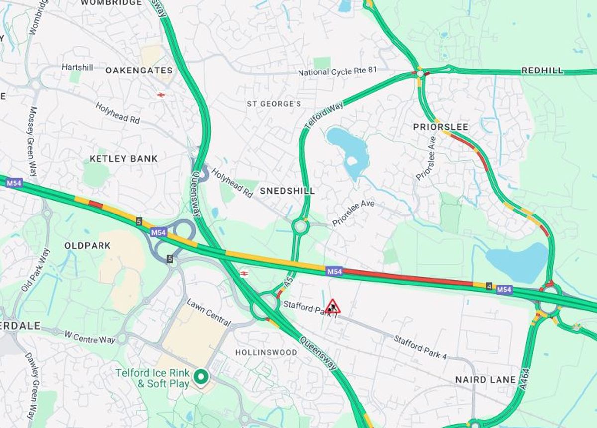Delays reported on M54 after car fire in Telford