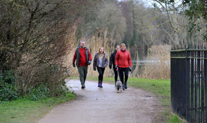 The Jarvis family walk their dog, Pip