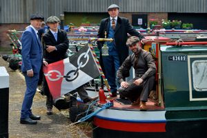 Peaky Blinders Ken Evans, Ian Butler, John Paul and Glenn Butt enjoy the Bradley Canal Festival