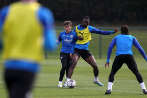Tom Fellows and Semi Ajayi battle for the ball (Photo by Adam Fradgley/West Bromwich Albion FC via Getty Images).