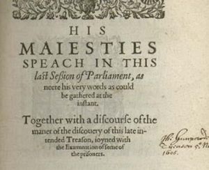 Supporting image for story: Rare copy of King's speech to Parliament reacting to gunpowder plot unearthed in Shrewsbury