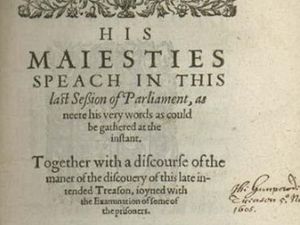 Supporting image for story: Rare copy of King's speech to Parliament reacting to gunpowder plot unearthed in Shrewsbury