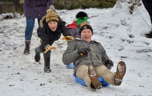 Sledgers enjoying the snow in Tettenhall