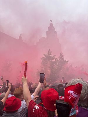 Scenes of celebration shortly before the city centre descended into chaos. Pic: Lewis Cox