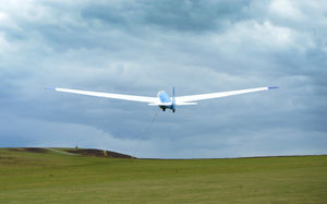 The glider leaves the ground
