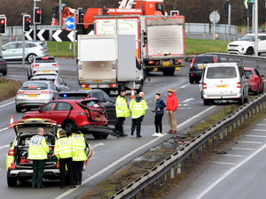Supporting image for story: Two people taken to hospital 'as precaution' after four-car crash on A5 at Shrewsbury