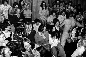 The award-winning image of the hen night at Saltwells Inn, featuring stripper Andy Wade