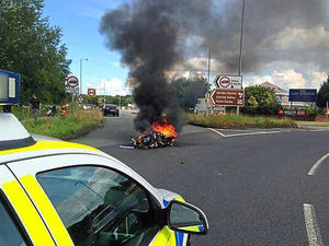 Supporting image for story: Scooter bursts into flames in A5 crash