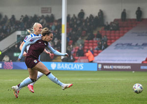 Aston Villa's Chasity Grant scores her side's third goal during the Women's FA Cup fifth round