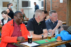 England fans at The Old Bush Inn, Albrighton 