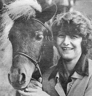 Sally Gwynne, 17, of Broseley, makes a friend of Caroline, a Shetland pony.