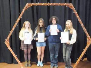 Celebrating at Newtown High School were Erin, Darcy, John and Niamh