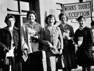 'Hodnet YFC annual trip to BMC, Cowley, April 1, 1958.' This picture was shared by Mr Neville Edwards. He was chairman of Hodnet young farmers and names these as, from left, Liz Bebbington, of High Hatton, her sister Marion Bebbington, from High Hatton, Liz Walley, from Stoke-on-Tern, Mr Edwards' sister Barbara Edwards from Wem, and on the right, Ruth Chidlow, a cousin of Mr Edwards. Mr Edwards was brought up in Wem and in 1953-54 was a student at Shropshire Farm Institute, at Walford (later called Walford Farm Institute/Walford College). He started at the institute on September 28, 1953. Ultimately he worked in sales for Fullwoods of Ellesmere.