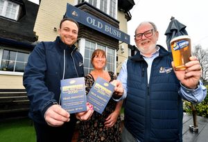 Pub operations manager Anthony Walker, licensee Deborah Goode and Managing Director Graham Manwaring are ready for the Black Country Ales Real Ale Trail