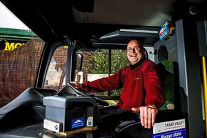 Tanat Valley bus driver, 'John the Bus' Price at the wheel, he has driven the same Oswestry route for the last 30 years